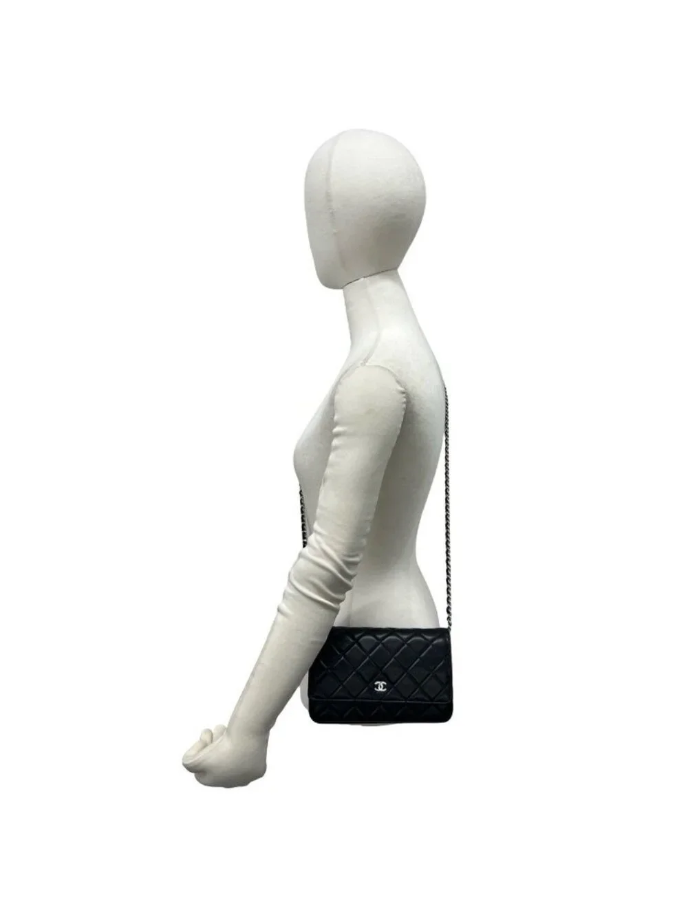 Chanel With Card Quilted CC Logo Lambskin Shoulder Bag Pochette Black